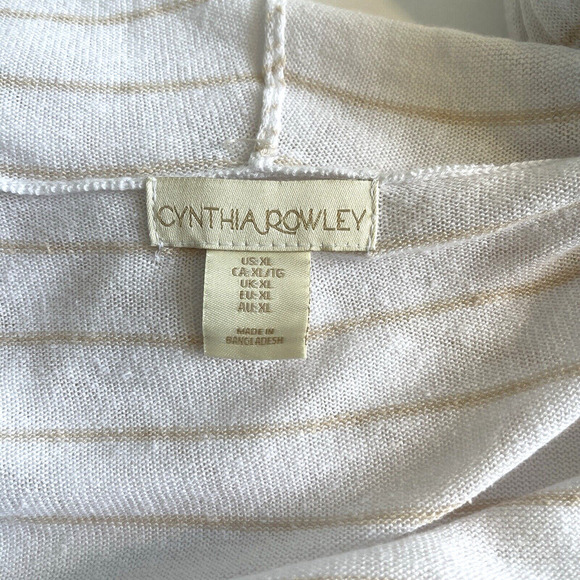 Cynthia Rowley Cardigan Sweater Womens Size XL White Linen Open Front Coastal - Picture 4 of 6